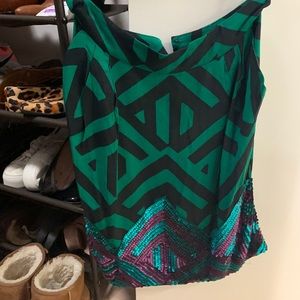 Anthropologie Green Sequin Art Deco Skirt 2